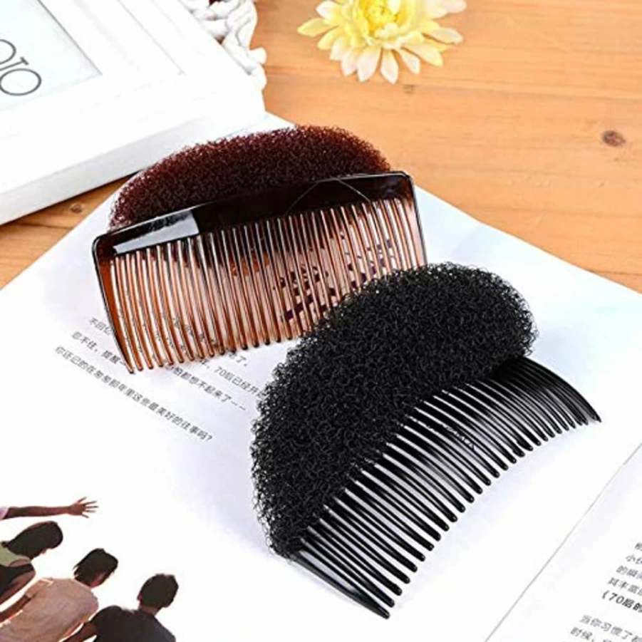 2 Pcs KDDOM French Style Bun Maker & Hair Braid Tool - Black & Brown Beehive Hair Styler for Volume & Updos - Women's Hair Accessories