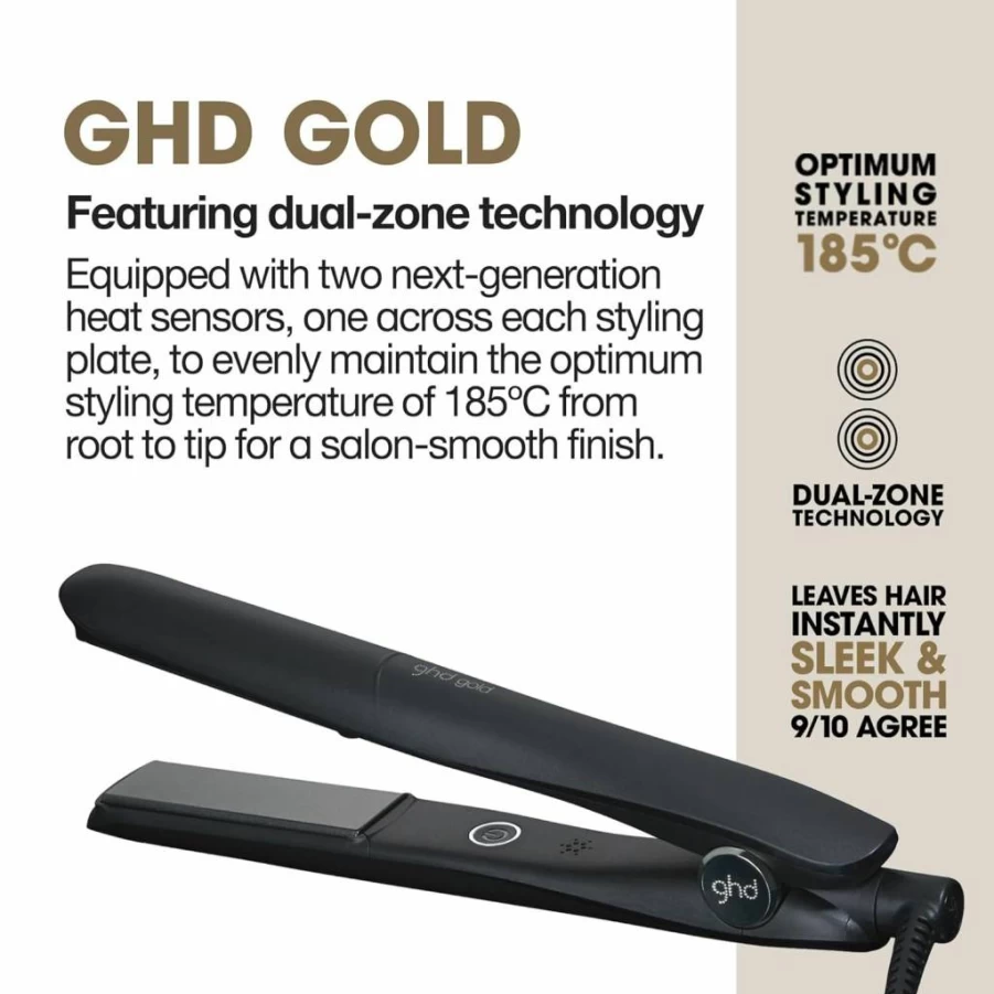 ghd Gold Professional 1 Inch Ceramic Flat Iron Hair Straightener - Styling Tool for Stronger Hair & Color Protection