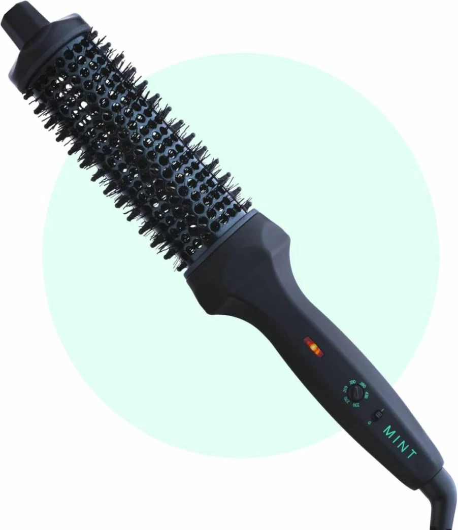 MINT Ceramic Heated Round Brush - 1.6" Extra-Long Thermal Styler for Natural Volume & Waves, Dual 230-430°F Heat Settings, Curling Iron Brush for All Hair Types