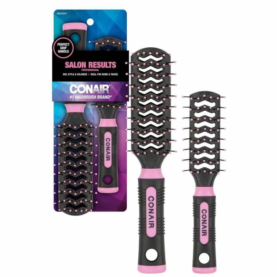 Conair Vent Hair Brush Set - Full & Mid Size Styling Brushes for Detangling & Volume, 2-Pack Value Bundle