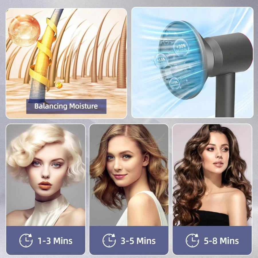 WAJIAYON Dyson Airwrap Diffuser Attachment for HS01 HS03 HS05 - Faster Drying Big Nozzle Hair Dryer Converter - Fuchsia Pink
