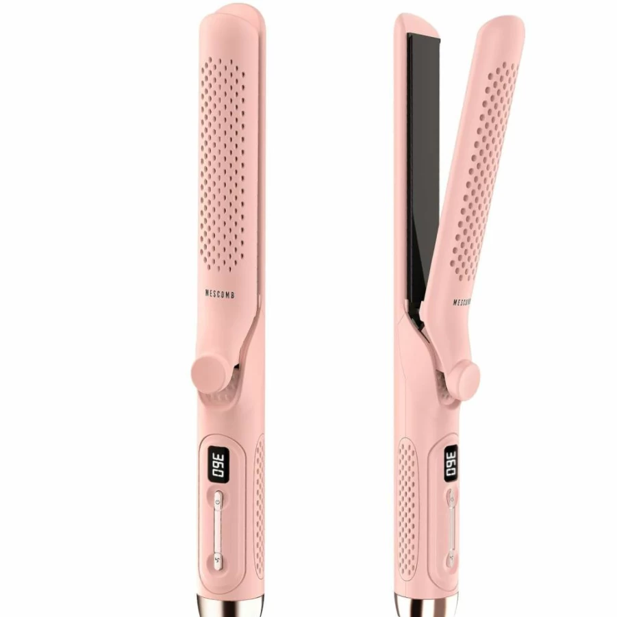 MESCOMB 360 Airflow Styler - 1.25 Inch Curling Iron & Hair Straightener 2-in-1, Vented Cool Air Technology, Dual Voltage for Travel, Long Lasting Curls & Smooth Styles