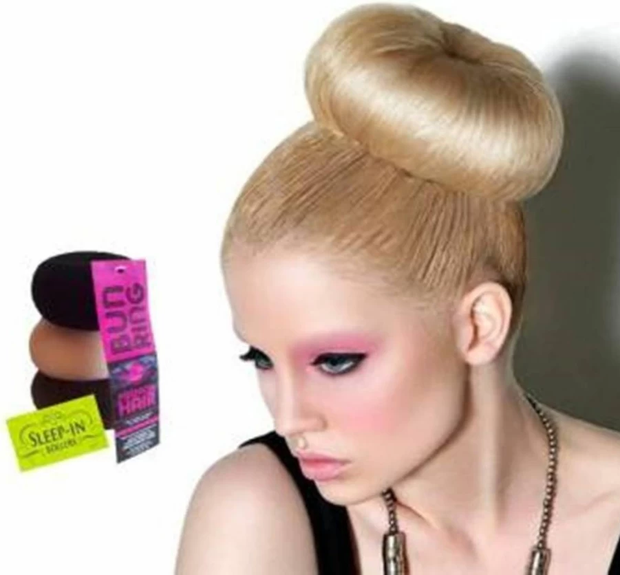 AnHua 2-Pack Extra Large Donut Bun Maker for Hair Styling - 10cm Beige Hair Roller, Updo Shaper, Styling Tool for Easy DIY Buns