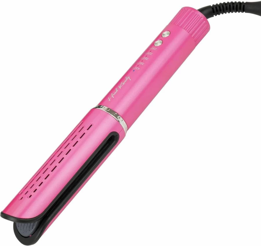 Head Kandy Rebound All-In-One Styler & Cool Air Curling Iron with Ceramic Coating for Damage-Free Styling - Pink (For All Hair Types)