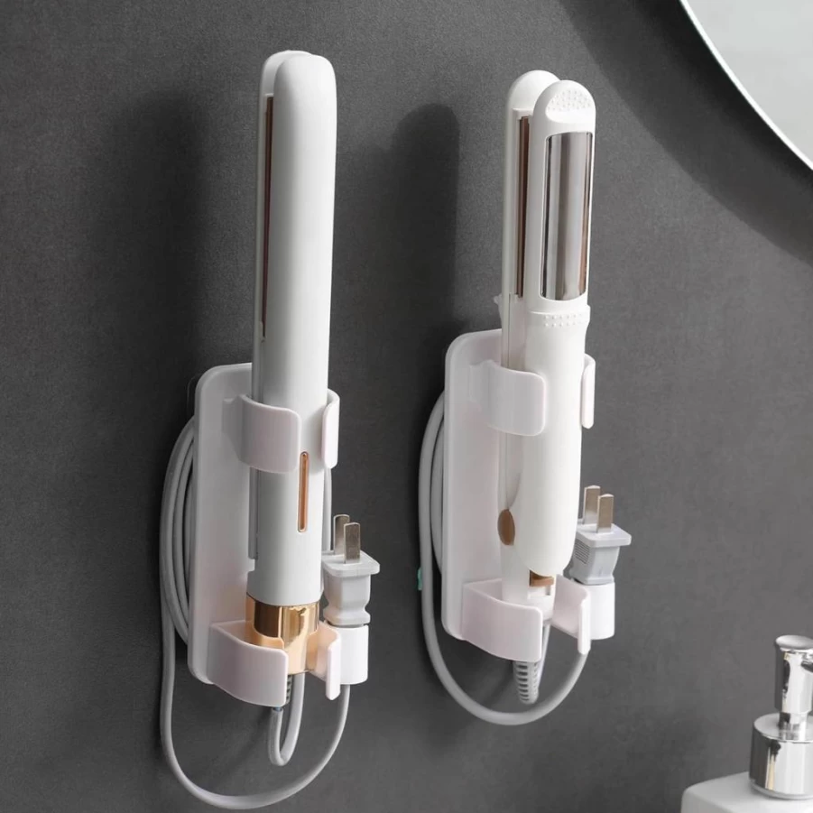 Klxsing Wall-Mounted Hair Tool Organizer - Bathroom Storage Holder for Curling Irons, Straighteners, Hair Dryers (1 Pack)