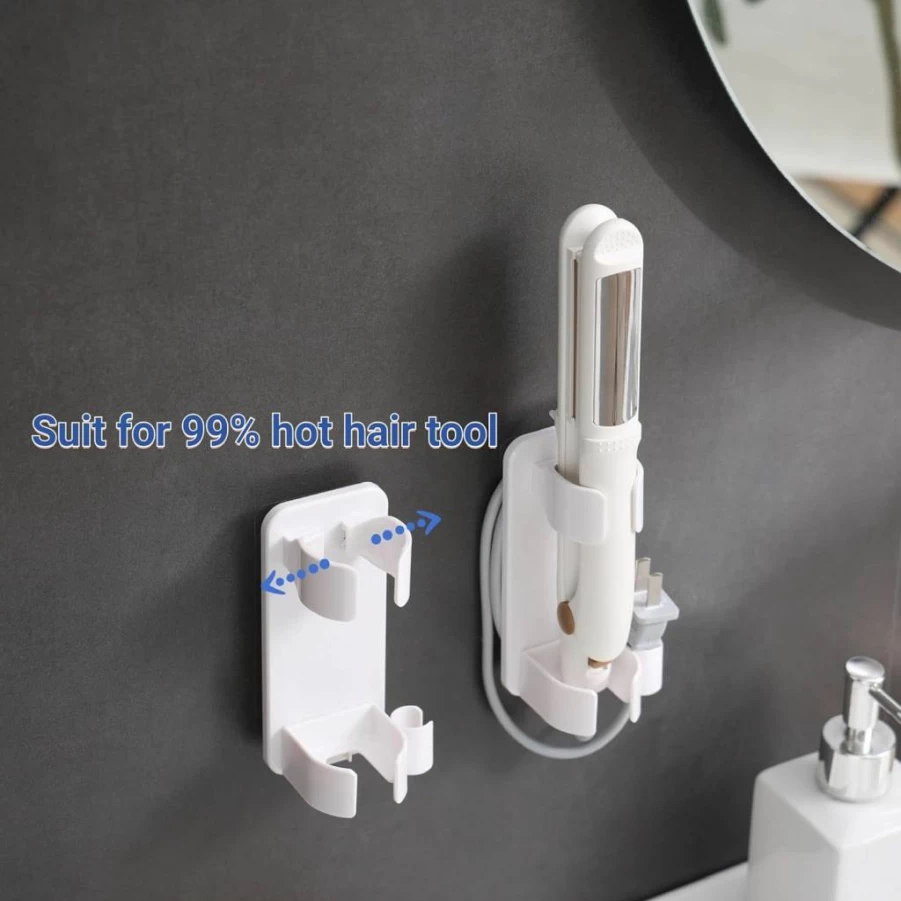 Klxsing Wall-Mounted Hair Tool Organizer - Bathroom Storage Holder for Curling Irons, Straighteners, Hair Dryers (1 Pack)
