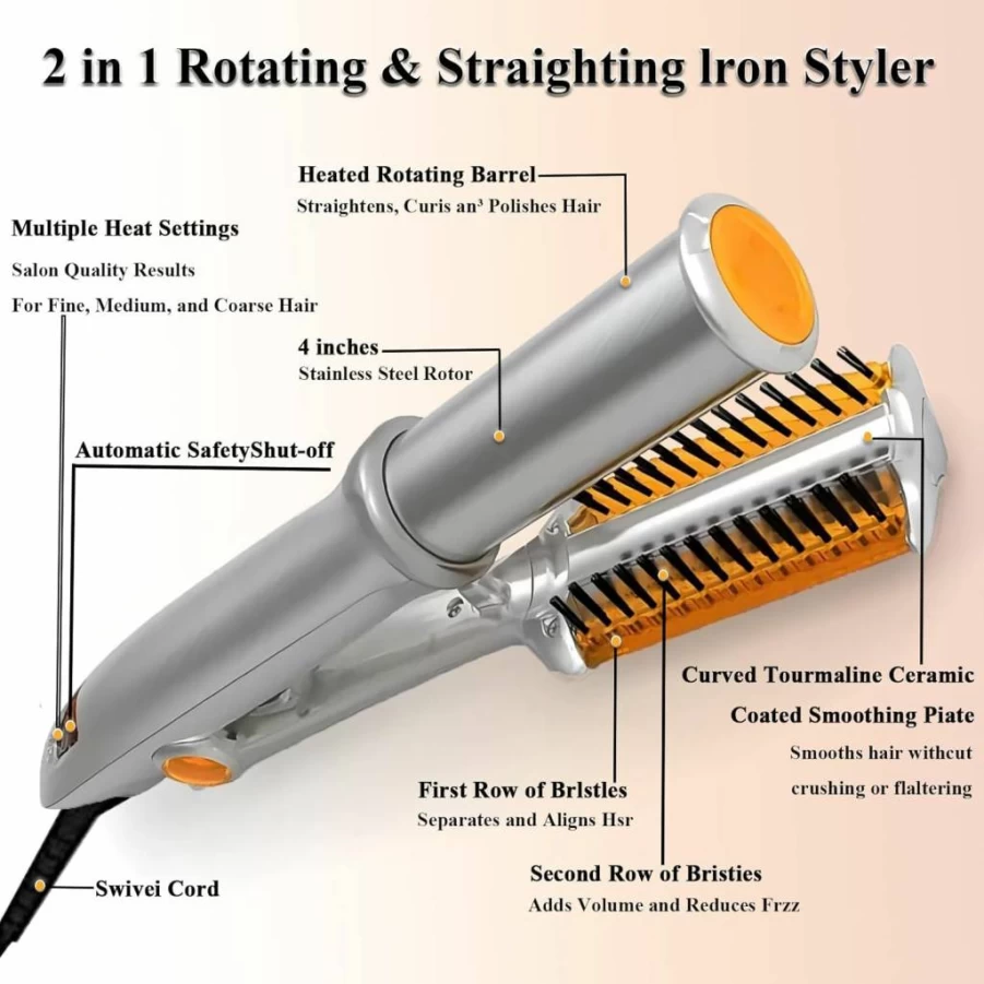 XIAOFEIGUN 2-in-1 Straightener & Curling Iron - Ceramic Hair Styling Tool with Adjustable Temperature, Fast Heating for All Hair Types, Travel-Friendly Design