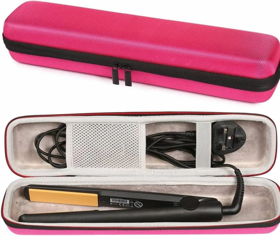 Faylapa Pink EVA Travel Case for Hair Straightener & Curling Iron - Heat Resistant Hard Shell Storage Pouch for Styling Tools (Accessories Not Included)