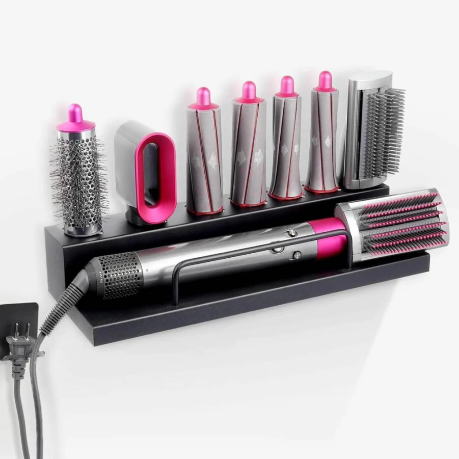 DALUOBO Wall Mounted Dyson Airwrap Holder - Storage Stand Organizer for Hair Styler Tools & Accessories, Bathroom Shelf Rack for Curling Iron Attachments