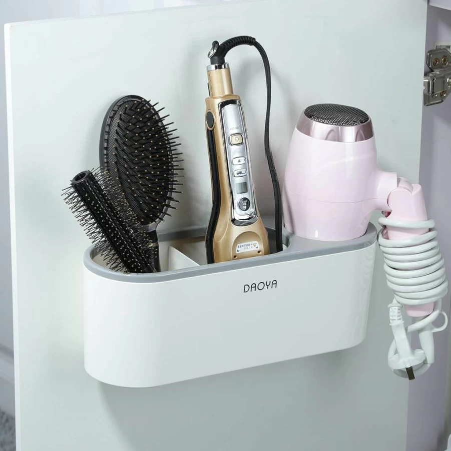 DAOYA 3-in-1 Hair Tool Organizer - Blow Dryer Holder for Cabinet Door, Curling Iron & Straightener Storage, Bathroom Styling Tools Holder
