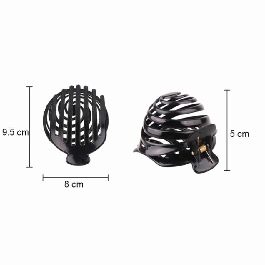 Mollensiuer 2-Pack Black Spiral Hair Claw Clip - No Slip Grip, Stylish Dome Bun Maker for Women, Plastic Hair Holder Clamp for Secure Updos
