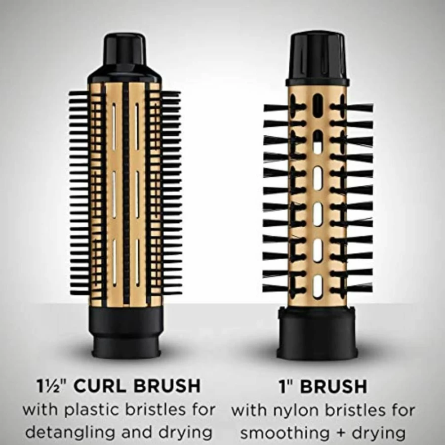 Conair 2-in-1 Hot Air Styler & Curling Iron with 1.5" Curling Brush & 1" Aluminum Bristle Brush for Voluminous Curls