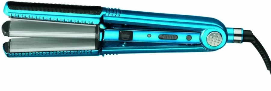 Conair S6B Crimp & Straighten Styler Dual Heat Hair Iron with Adjustable Temperature, Blue