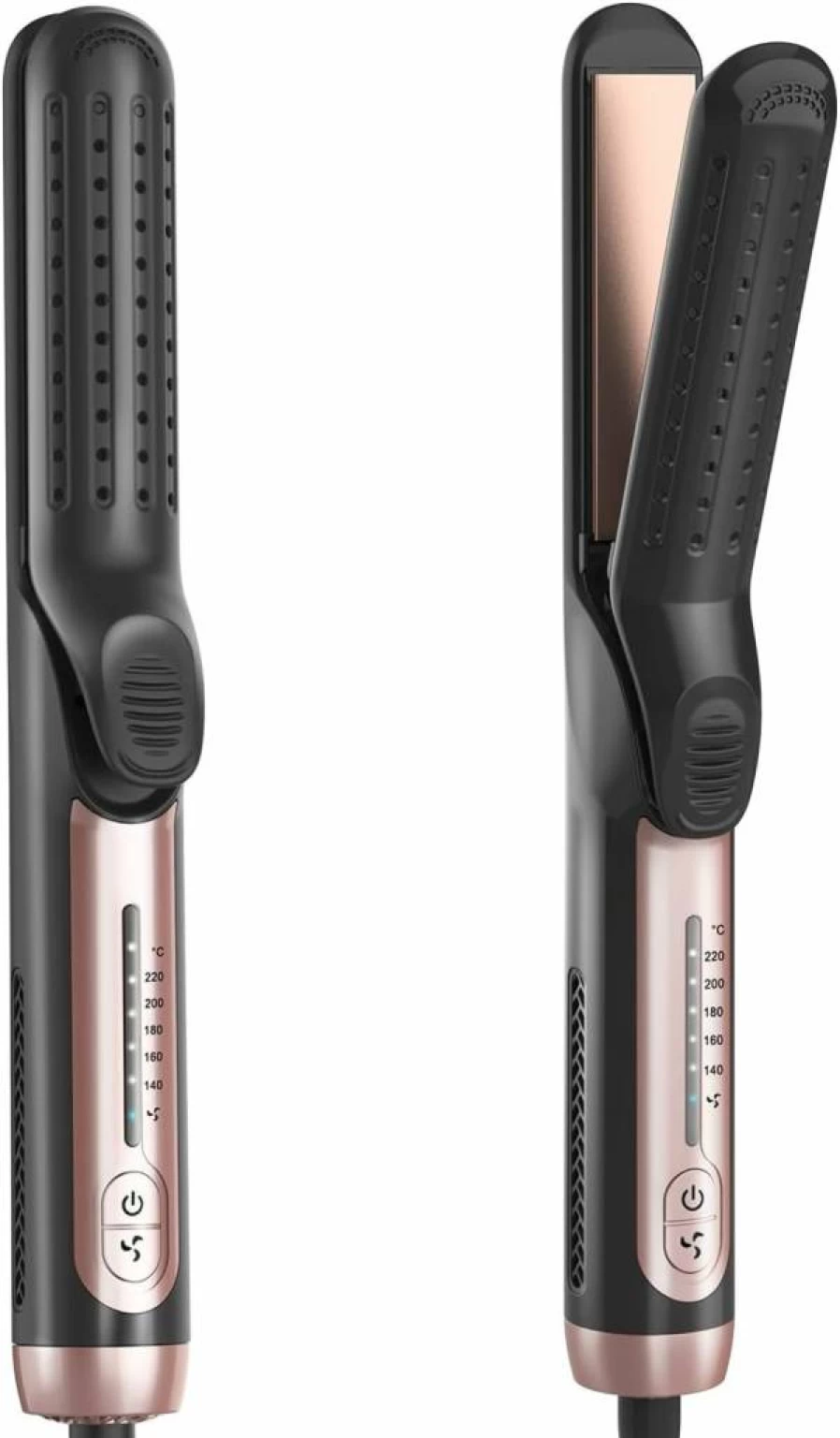 TANSHINE 2-in-1 Curling Wand & Hair Straightener with 360° Airflow Cooling, Adjustable Temperature & Dual Voltage for Travel - Professional Styler for All Hair Lengths