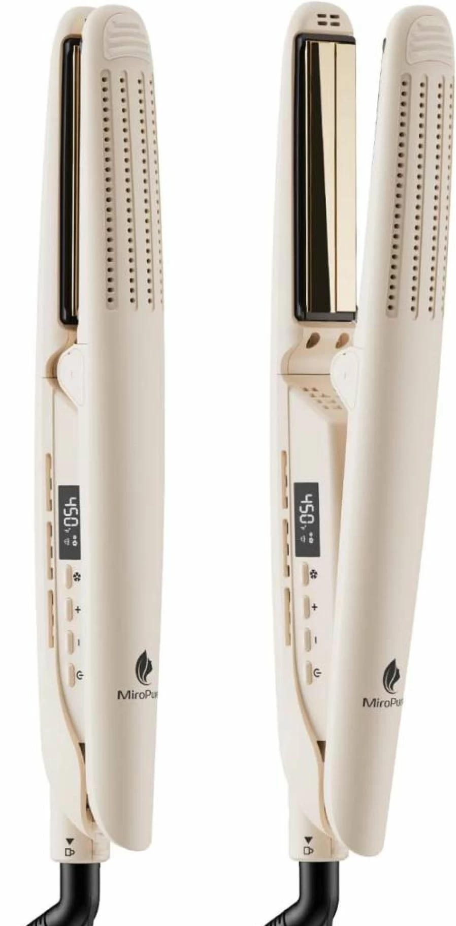 MiroPure Titanium 2-in-1 Curling Iron & Hair Straightener with 360° Airflow, Ionic Technology, 13 Temperature Settings, and Dual Voltage for Long Hair Styling