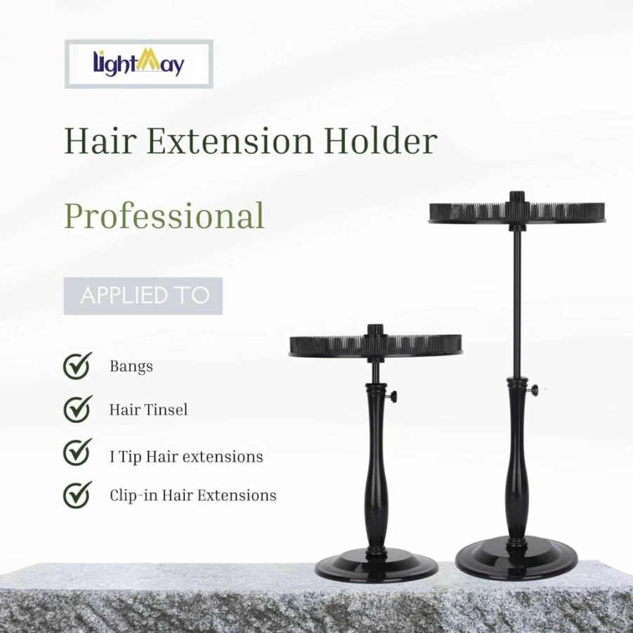 LightMay Hair Extension Holder - Portable Travel & Home Storage for Clip-In Extensions, Bangs, Hair Tinsel (Black)