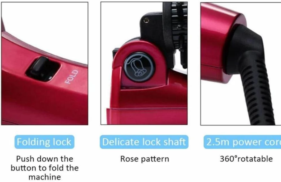 ZJchao 30W Ceramic Hair Curler Brush - Foldable Hot Air Styling Brush for Volume, Soft Curls & Salon Finish, Lightweight Volumizing Paddle Brush with Fast Heating (US)
