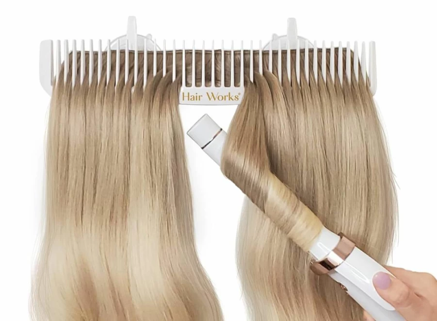 Hair Works Ultra Secure Hair Extension Holder for Washing, Coloring, Styling & Storage - Fits Wide Wefts, Hand Tied, Beaded Bundles & Halos