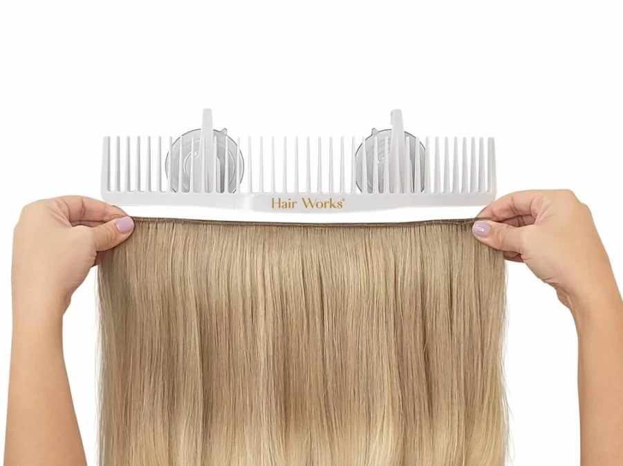 Hair Works Ultra Secure Hair Extension Holder for Washing, Coloring, Styling & Storage - Fits Wide Wefts, Hand Tied, Beaded Bundles & Halos