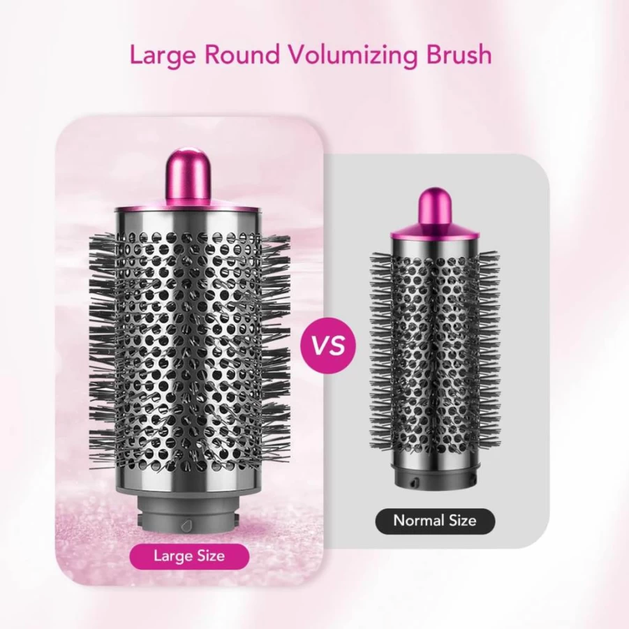 SAZIKA Large Round Volumizing Brush Attachment for Dyson Airwrap HS01 HS05 HS08, Smoothing & Curly Styling Hair Tool, Nickel/Copper Big Round Volumizer for Dyson Airwrap Styler