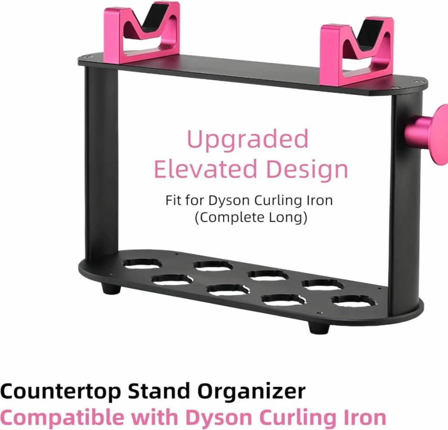 WQV 8-Slot Countertop Organizer for Dyson Styler & Hair Tools - Double-Layer Anti-Slip Holder for Curling Irons, Brushes & Accessories