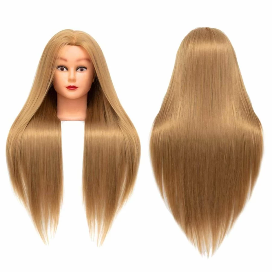 Rruaneal 16 Inch Mannequin Head with 100% Human Hair for Hairstyling Training, Cosmetology Practice Doll with Free Clamp Holder - #4 Brown