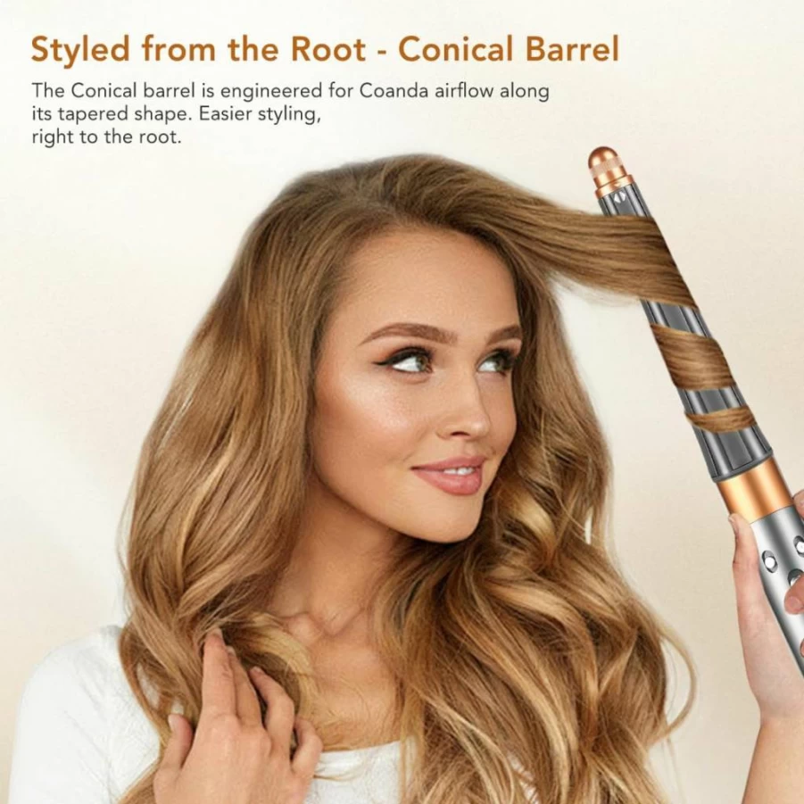 SAZIKA Conical Curling Barrel Attachment for Dyson Airwrap HS01 HS05 HS08, 20-36mm Auto-Wrap Styler, Copper Replacement for Dyson Airwrap Accessories