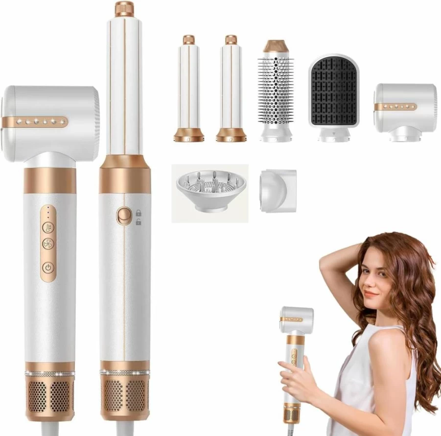 Zcvtbye 7-in-1 Professional Hair Dryer Brush - High-Speed 110K RPM Blow Dryer with Negative Ion Technology for Fast Drying, Curling, Straightening & Volumizing