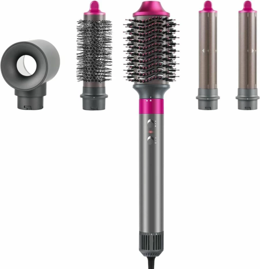 Webeauty Professional Hair Dryer Brush - 5-in-1 Hot Air Styler with Ceramic Coating & Negative Ion Technology for Frizz-Free Blowout, Straightening & Curling (Gold)