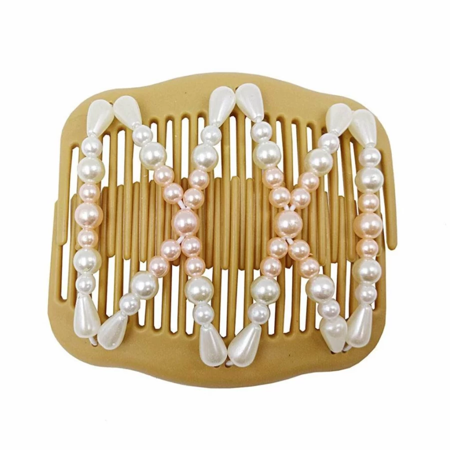 LOVEF Pearl Hair Clips for Women - Beaded French Twist & Bun Holder, Decorative Hair Accessories with All-Day Hold (Design 3)