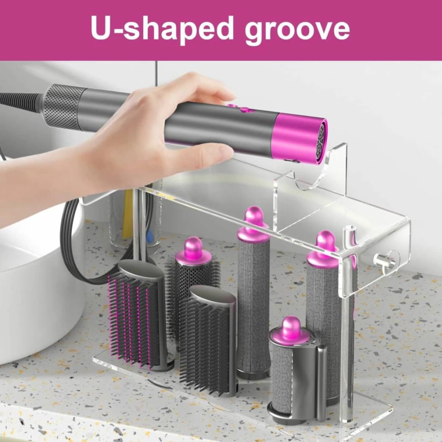 YeWink Acrylic Dyson Airwrap Holder - Countertop Storage Stand for Dyson Styler & Accessories - Space-Saving Beauty Organizer for Bathroom or Desktop