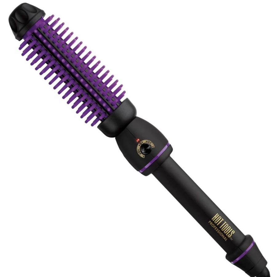 HOT TOOLS Professional Heated Silicone Bristle Brush Styler for Volume & Fullness - 1 Inch Hair Styling Iron (Model 1146)