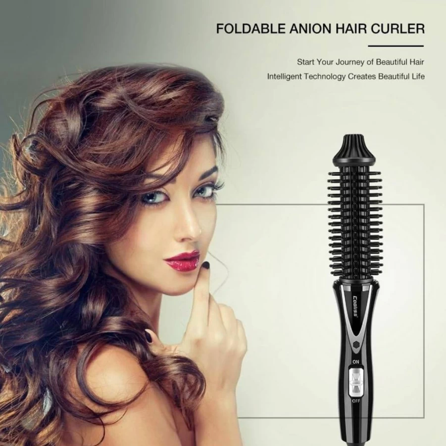 GOTOTOP 3-in-1 Hair Styler: Curling Iron, Hair Dryer Brush & Straightener with Instant Heat, Foldable Design, Anti-Scald Tech for All Hair Types (100-240V)
