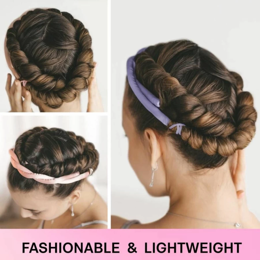 Lanzhire Heatless Curling Headband for Overnight Waves - No Heat Hair Curler for Long & Short Hair - Blue Tie Dye Hair Styler for Natural Curls