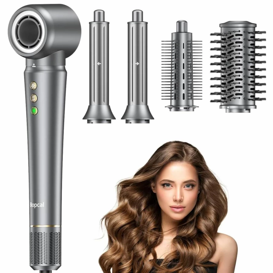 Bopcal 5-in-1 Hair Dryer Brush: Frizz-Free Blow Dryer with 300M Ions for Curling, Volumizing & Straightening - Heat Damage-Free Styler for Women
