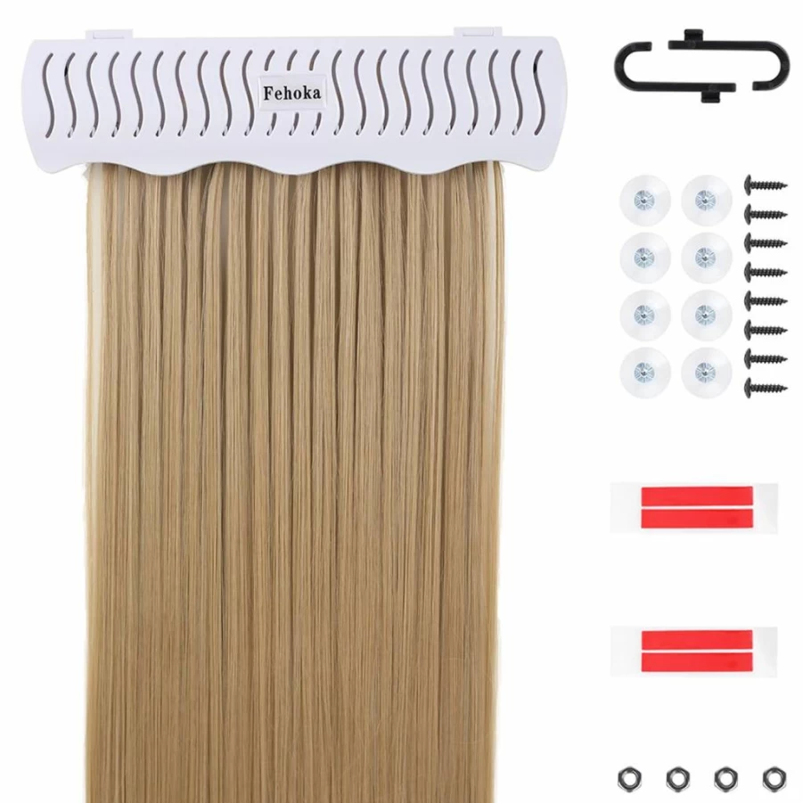 FEHOKA Hair Extension Holder for Washing, Styling & Storage - 4 Quick Installation Modes with Tool - Salon & Bathroom Organizer
