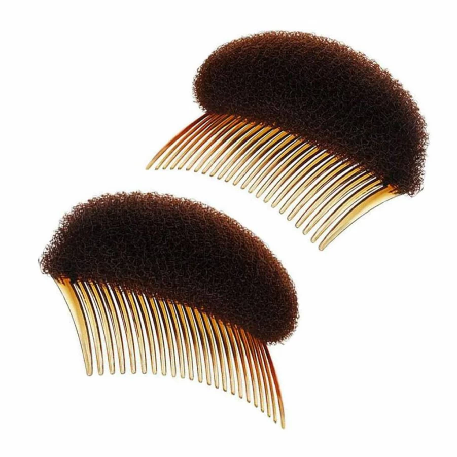 2Pcs VIPOLISH 28 Teeth Hair Bump Inserts, Brown Hair Comb Clip for Voluminous Ponytail, Beehive & DIY Hairstyles, Hair Styling Tool for Women