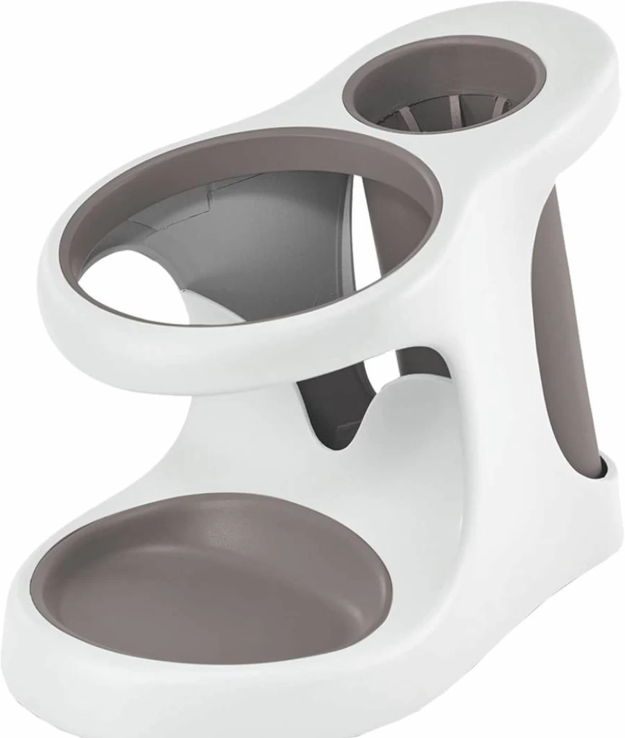 Polder Modern White and Gray Bathroom Storage Organizer – Stylish Accessory for Bathroom Decor