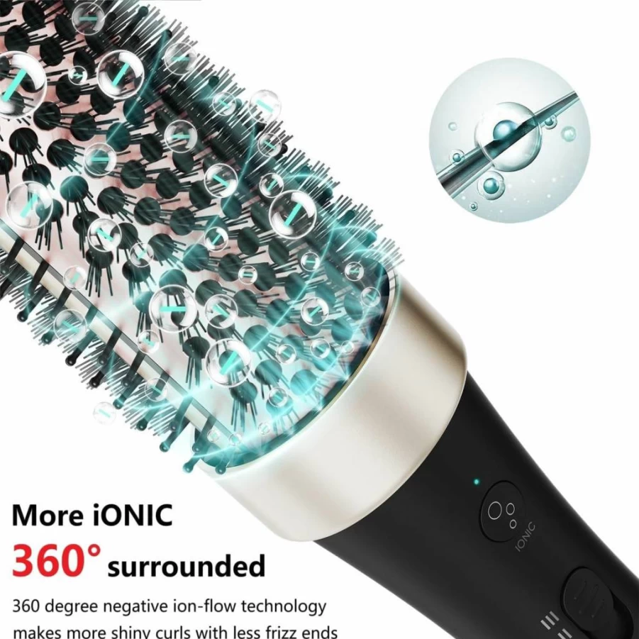 GETLL 1.5 Inch Ionic Thermal Curling Iron Brush - Ceramic Tourmaline Heated Round Hair Styler for Volume & Curls, Dual Voltage Hot Hair Brush for All Hair Types